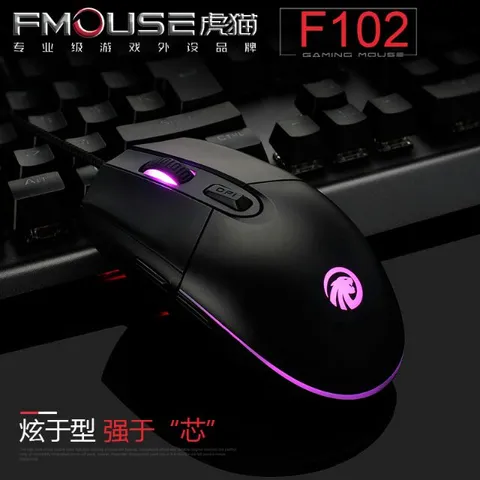 Chuột F102 LED RGB Chip A5050 2500DPI FMOUSE Professional Ergonomic Chính Hãng ( Đen / Trắng)