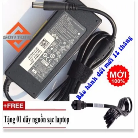 🔜 Sạc laptop dell 19.5v 3.34a/4.62a chân tròn to có kim ở giữa - tặng kèm dây nguồn xịn