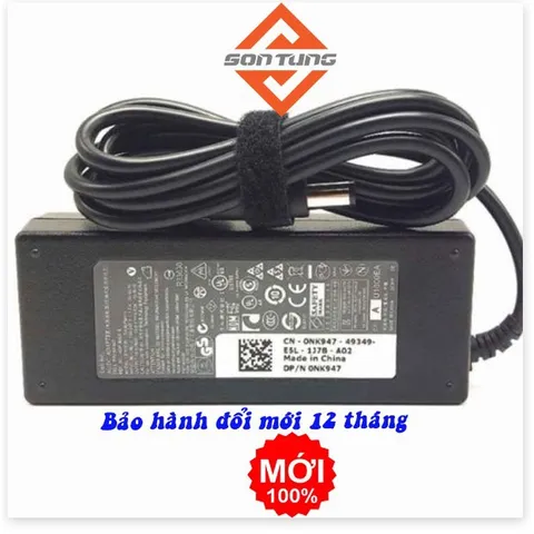🔜 Sạc laptop dell 19.5v 3.34a/4.62a chân tròn to có kim ở giữa - tặng kèm dây nguồn xịn