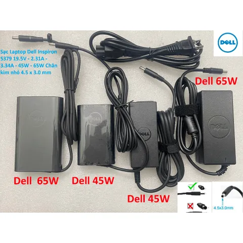 [Sạc zin] Sạc Laptop Dell Inspiron 5379 19.5V - 2.31A - 3.34A - 45W - 65W Chân kim nhỏ 4.5 x 3.0 mm PHỤ KIỆN LAPTOP