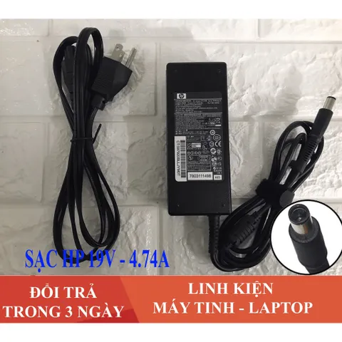 🔝 Sạc Laptop HP 19V - 4.74A (90W) Chân kim to dành cho HP 8460 8470 8560P 8570P, Tặng kèm dây nguồn