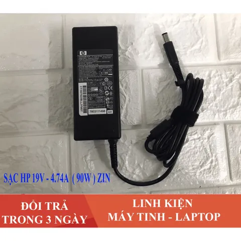 🔝 Sạc Laptop HP 19V - 4.74A (90W) Chân kim to dành cho HP 8460 8470 8560P 8570P, Tặng kèm dây nguồn