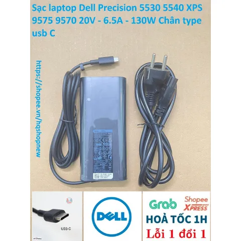 Sạc laptop Dell Precision 5530 5540 XPS 9575 9570 20V - 6.5A - 130W Chân type usb C PHỤ KIỆN LAPTOP
