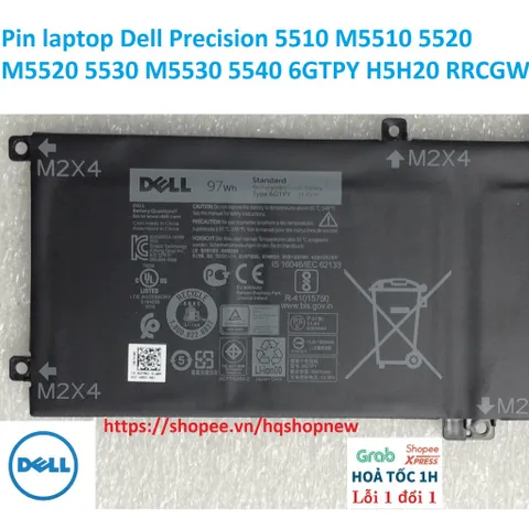 Pin laptop Dell Precision 5510 M5510 5520 M5520 5530 M5530 5540 6GTPY H5H20 RRCGW PHỤ KIỆN LAPTOP