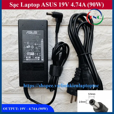 🔝 Sạc Laptop Asus 19V  4.74A  90W (ADAPTER Asus 19V  4.74A  90W) KÈM DÂY NGUỒN