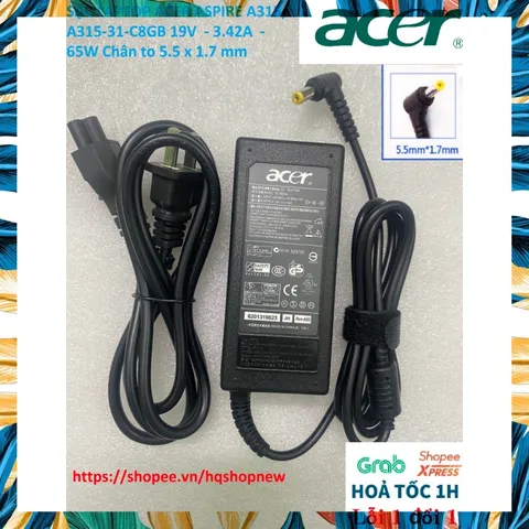 [Sạc zin] SẠC LAPTOP ACER ASPIRE A315, A315-31-C8GB 19V  - 3.42A  - 65W Chân to 5.5 x 1.7 mm PHỤ KIỆN LAPTOP