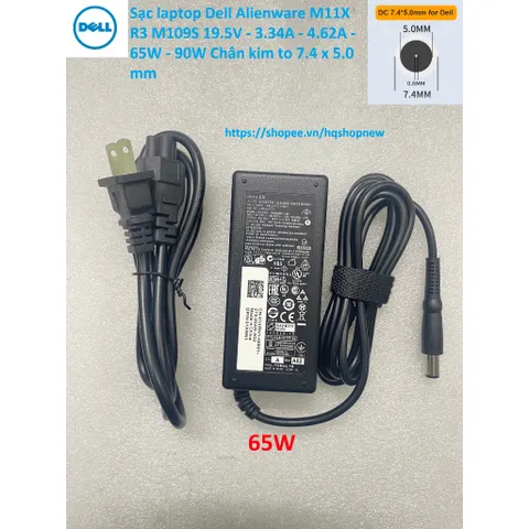 [Sạc zin] Sạc laptop Dell Alienware M11X R3 M109S 19.5V - 3.34A - 4.62A - 65W - 90W Chân kim to 7.4 x 5.0 mm PHỤ KIỆN LA