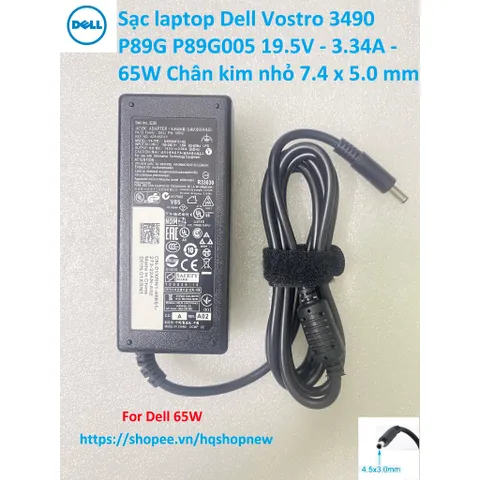 Sạc laptop Dell Vostro 3490 P89G P89G005 19.5V - 3.34A - 65W Chân kim nhỏ 7.4 x 5.0 mm PHỤ KIỆN LAPTOP