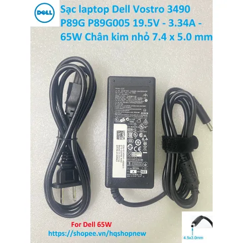Sạc laptop Dell Vostro 3490 P89G P89G005 19.5V - 3.34A - 65W Chân kim nhỏ 7.4 x 5.0 mm PHỤ KIỆN LAPTOP