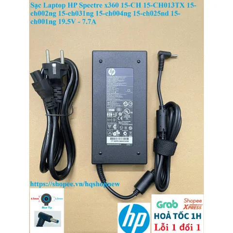 Sạc Laptop HP Spectre x360 15-CH 15-CH013TX 15-ch002ng 15-ch031ng 15-ch004ng 15-ch025nd 15-ch001ng 19.5V - 7.7A PHỤ KIỆN
