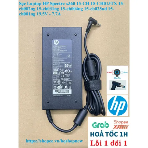 Sạc Laptop HP Spectre x360 15-CH 15-CH013TX 15-ch002ng 15-ch031ng 15-ch004ng 15-ch025nd 15-ch001ng 19.5V - 7.7A PHỤ KIỆN