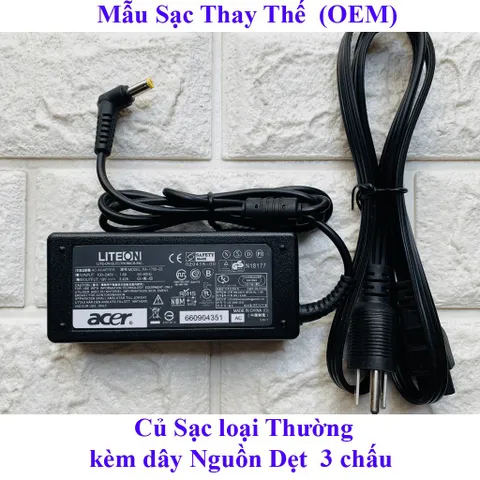 Sạc Laptop Acer 19V3.42A  65W (Adapter Acer 19V  3.42A  65W) Kèm dây nguồn PHỤ KIỆN LAPTOP