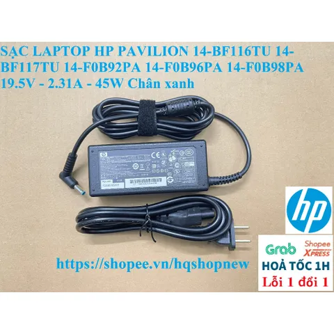 [Sạc zin] SẠC LAPTOP HP PAVILION 14-BF 14-F 14-BF116TU 14-BF117TU 14-F0B92PA 14-F0B96PA 14-F0B98PA 19.5V - 2.31A - 45W P