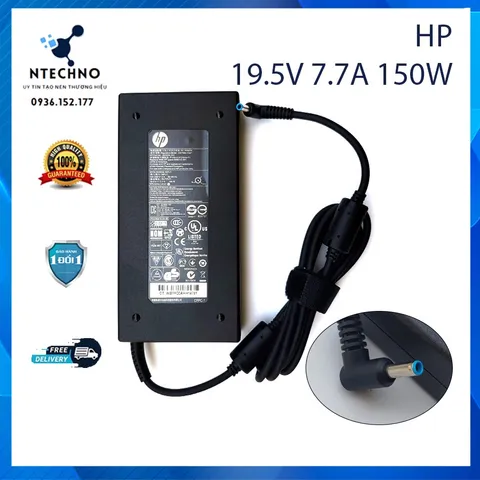 🔝 Sạc Laptop HP Compad 19.5V 7.7A 150W Slim mỏng ( chân kim nhỏ 4.5*3.0mm) [pt]Tặng kèm dây nguồn Bảo hành 12 Tháng