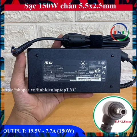 Sạc thay cho Laptop ASUS 19.5V 7.7A - 150W chân 5.5x2.5mm - Không Có Kim Nhỏ trong đầu sạc - đường kính đầu sạc 5.5mm PH