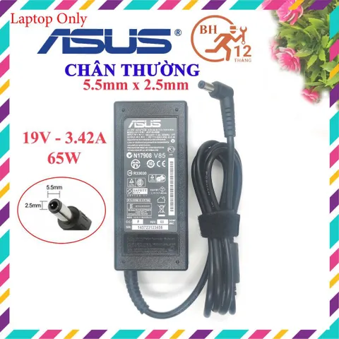 🔝 Sạc laptop Asus chính hãng (Zin) 19v-3.42a-65w chân thường 5.5mm x 2.5mm