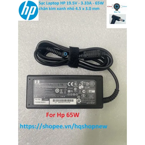 [Sạc zin] Sạc Laptop HP 19.5V - 3.33A - 65W chân kim xanh nhỏ 4.5 x 3.0 mm PHỤ KIỆN LAPTOP