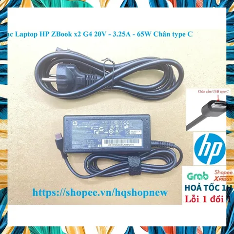 Sạc Laptop HP ZBook x2 G4 20V - 3.25A - 65W Chân type C PHỤ KIỆN LAPTOP