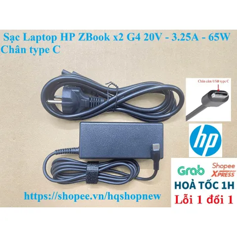 Sạc Laptop HP ZBook x2 G4 20V - 3.25A - 65W Chân type C PHỤ KIỆN LAPTOP