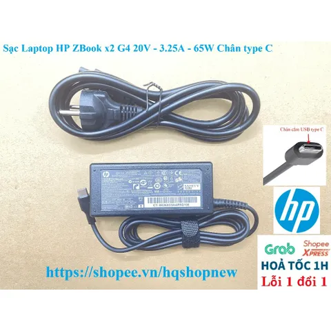 Sạc Laptop HP ZBook x2 G4 20V - 3.25A - 65W Chân type C PHỤ KIỆN LAPTOP