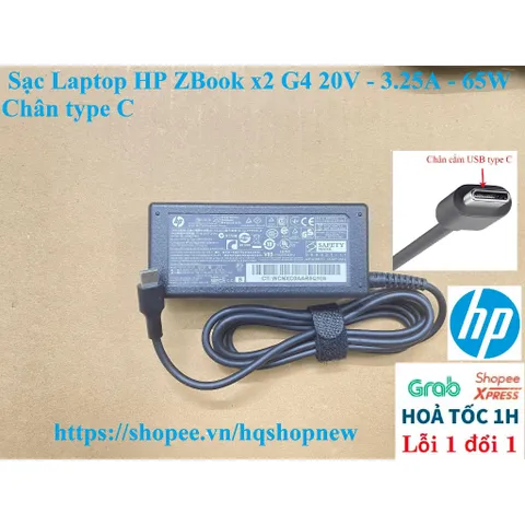 Sạc Laptop HP ZBook x2 G4 20V - 3.25A - 65W Chân type C PHỤ KIỆN LAPTOP