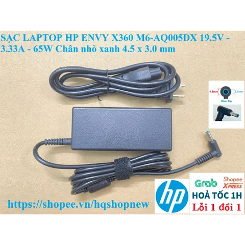 [Sạc zin] SẠC LAPTOP HP ENVY X360 M6-AQ005DX 19.5V - 3.33A - 65W Chân nhỏ xanh 4.5 x 3.0 mm PHỤ KIỆN LAPTOP