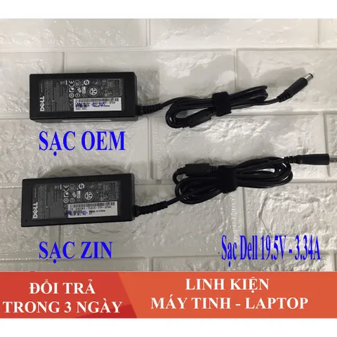 🔝 Sạc Laptop Dell 19.5V - 3.34A - 65W Chân kim to dành cho dell 4110 4010 2421 2420 3450 4050 3521