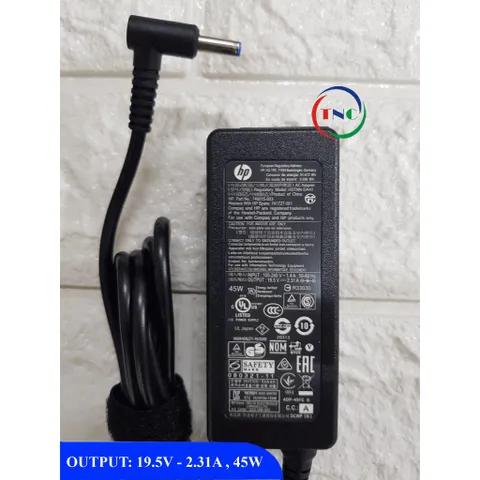 🔝 Sạc Laptop HP 19.5V 2.31A (45W) chân kim nhỏ 4.5mm x 3.0mm - tặng kèm dây nguồn