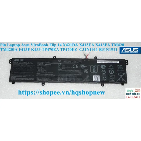 Pin Laptop Asus VivoBook Flip 14 (X421DA, X413EA, TM420) - Pin Thay Thế Chính Hãng, Mới 100%, Bảo Hành 5 Tháng, Kim Cương Chất Lượng