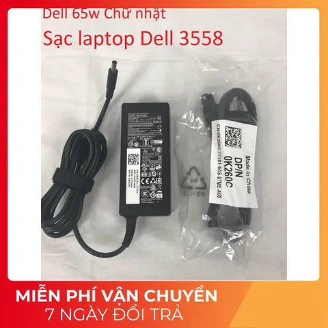 [Sạc zin] Sạc laptop Dell Inspiron 3558 19.5V - 2.31A - 3.34A - 45W - 65W Chân kim nhỏ 4.5 x 3.0 mm PHỤ KIỆN LAPTOP