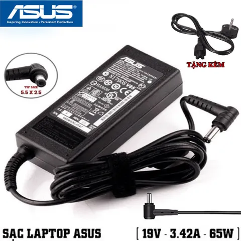 🔝 Sạc Laptop Asus 19V - 3.42A - 65W Tặng kèm dây nguồn (ADAPTER ASUS 19V-3.42A)