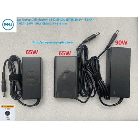 [Sạc zin] Sạc laptop Dell Inspiron 3542 3542A 3542B 19.5V - 3.34A - 4.62A - 65W - 90W Chân 7.4 x 5.0 mm PHỤ KIỆN LAPTOP