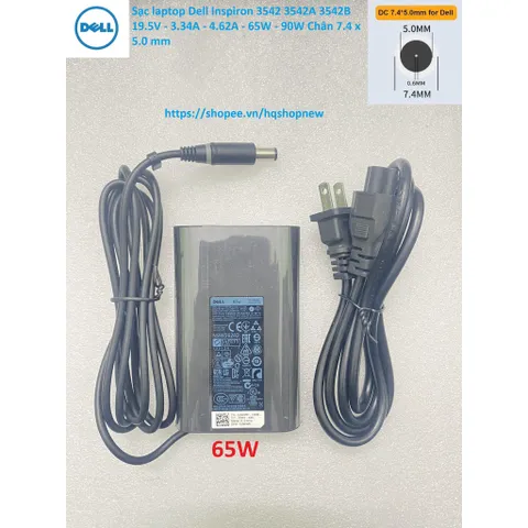 [Sạc zin] Sạc laptop Dell Inspiron 3542 3542A 3542B 19.5V - 3.34A - 4.62A - 65W - 90W Chân 7.4 x 5.0 mm PHỤ KIỆN LAPTOP
