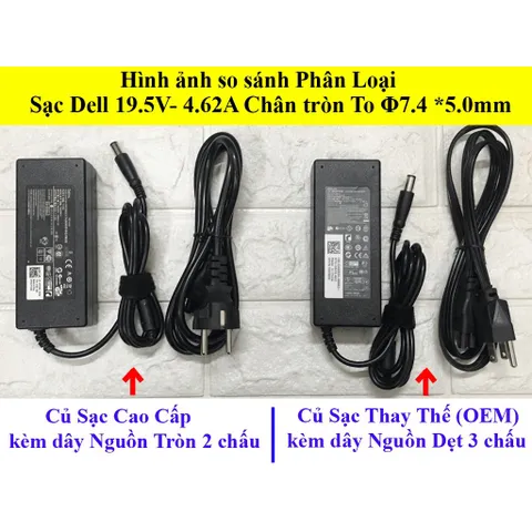 [Chân To] Sạc Laptop Dell Chân Kim To 19.5V 4.62A - Kèm Dây Nguồn PHỤ KIỆN LAPTOP