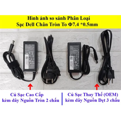 🔝 SẠC LAPTOP DELL 19.5V-3.34A (65w) Chân Kim To Φ7.4 *5.0mm - Kèm Dây Nguồn