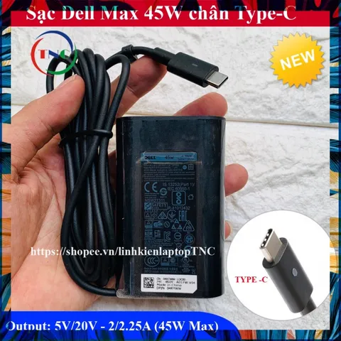 Sạc Laptop Dell 20V 2.25A 45W chân C type c - hàng mới PHỤ KIỆN LAPTOP