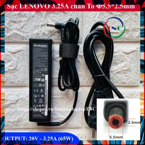 [Sạc ZIN] Sạc Laptop LENOVO 20V - 3.25A / 19V - 3.42A - 65W chân To đường kính đầu sạc 5.5mm ký hiệu đầu sạc Φ5.5*2.5mm