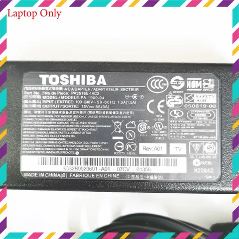 🔝 Sạc Laptop Toshiba 15V - 5A - 75W loại tốt chân 6.3mm x 3.0mm