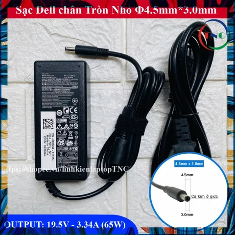 [Chân Nhỏ] Sạc Laptop Dell 19.5V  3.34A chân kim nhỏ ZIN Adapter Dell 3567 3568 5568 3558 3458 3559 5558 5559 PHỤ KIỆN L