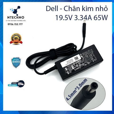 Sạc Zin Laptop Dell 19.5V 3.34A 65W chân kim nhỏ 4.5*3.0mm dùng cho inspiron 13 14 15 3000 5000 7000 3451 3458 5558 5