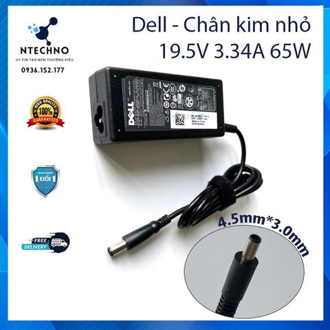 Sạc Zin Laptop Dell 19.5V 3.34A 65W chân kim nhỏ 4.5*3.0mm dùng cho inspiron 13 14 15 3000 5000 7000 3451 3458 5558 5