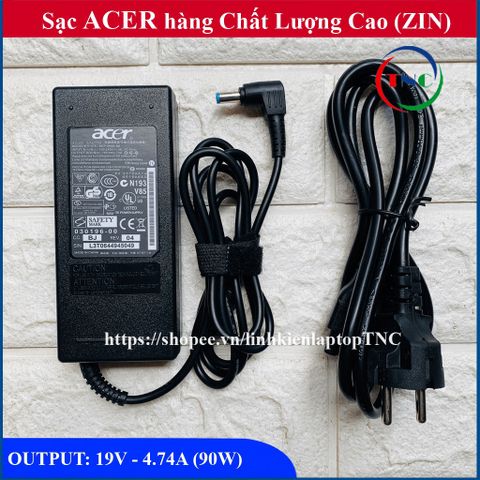 Sạc Laptop Acer Cao Cấp 19V 4.74A 90W - Adapter ZIN Chính Hãng, Đèn Báo Nguồn, Bảo Hành 12 Tháng