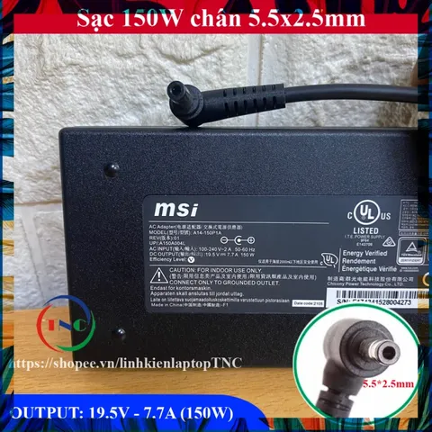 Sạc thay cho Laptop ASUS Gaming 19.5V 7.7A (150W) chân 5.5x2.5mm -Không Có Kim Nhỏ -đường kính đầu sạc 5.5mm PHỤ KIỆN LA