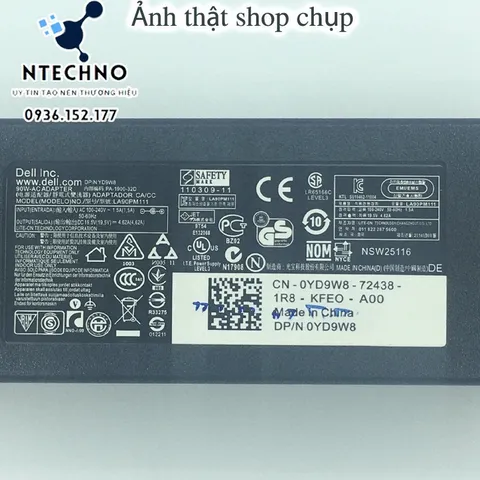 🔝 Sạc Laptop Dell 19.5V - 4.62A 90W [Zin] Chân to/Chân nhỏ Tặng kèm dây nguồn Bảo hành 12 Tháng (Sạc Zin/TC)