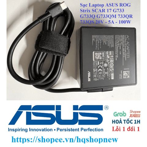 Sạc Laptop ASUS ROG Strix SCAR 17 G733 20V 5A 100W Chính Hãng - Phụ Kiện Laptop Chân Type C Chất Lượng Cao