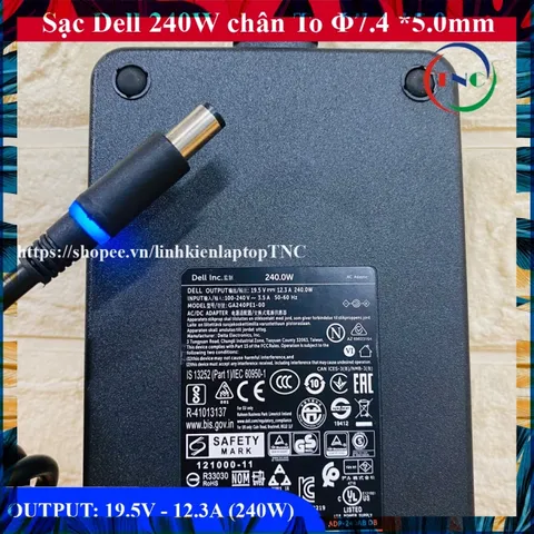 Sạc Laptop Dell 19.5V - 12.3A (240W) thay dòng Dell Precision 7510 7520 7710 M4800 M6500 M6600 M6700 M6800 PHỤ KIỆN LAPT