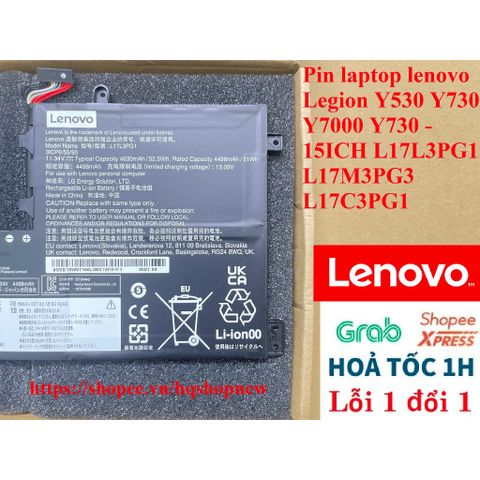Pin Laptop Lenovo Legion Y530 Y730 Y7000 - 11.4V 52.5Wh Phụ Kiện Laptop Chất Lượng Cao, Đen, Bảo Hành Đổi Mới 100%