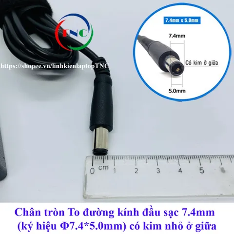 [Sạc ZIN] Sạc Laptop Dell 19.5V 4.62A Chân tròn TO đường kính đầu sạc 7.4mm (ký hiệu Φ7.4 *5.0mm) - có kim nhỏ ở giữa PH