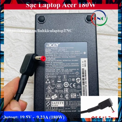 Sạc Laptop Acer 19.5V-9.23A 180W thay cho Acer Nitro Aspire V17 Aspire V15 Predator Helios 300 PHỤ KIỆN LAPTOP