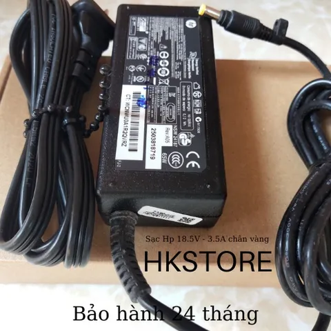🔝 Sạc Laptop Hp 18.5V-3.5A 65W Chân Vàng dùng cho Hp Dv2000 Dv4000 510 530 6820s Dv1000 6530s Dv1300 Dv1400 Dv1500 Dv50